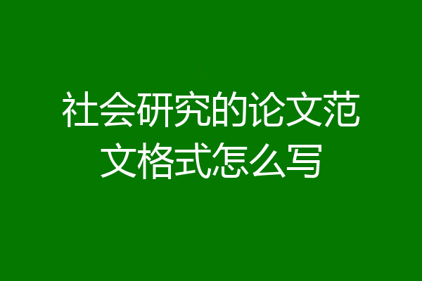 社会研究的论文范文格式怎么写