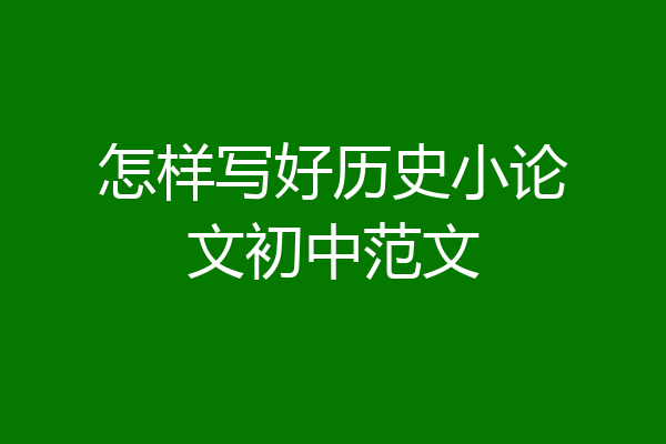 怎样写好历史小论文初中范文