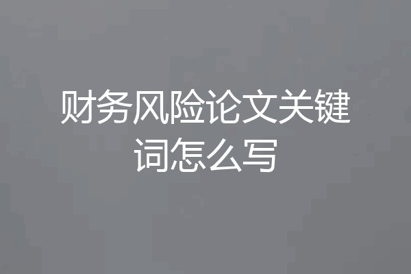 财务风险论文关键词怎么写