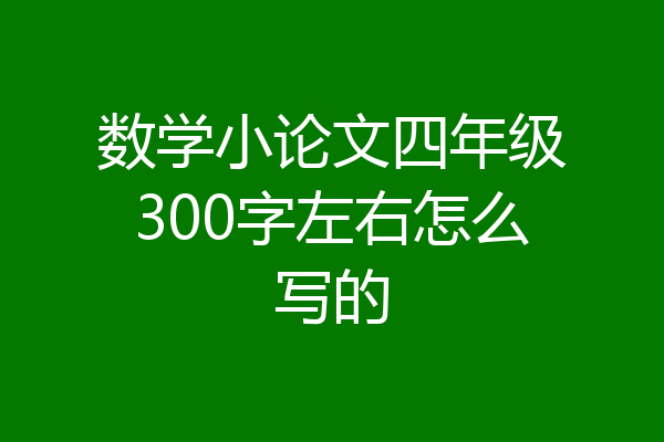 数学小论文四年级300字左右怎么写的
