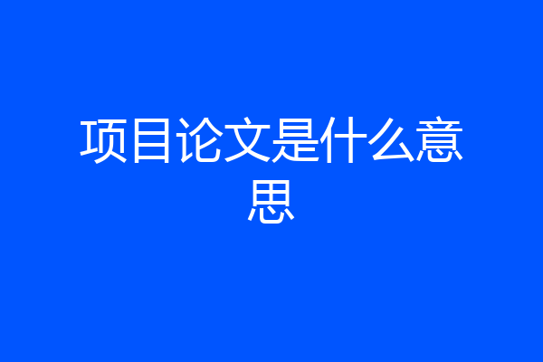 项目论文是什么意思