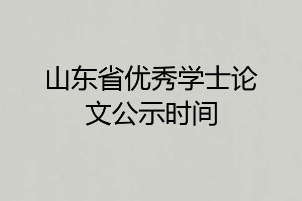 山东省优秀学士论文公示时间