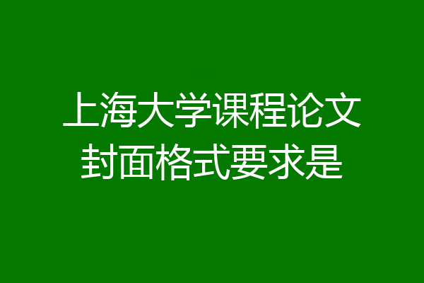 上海大学课程论文封面格式要求是