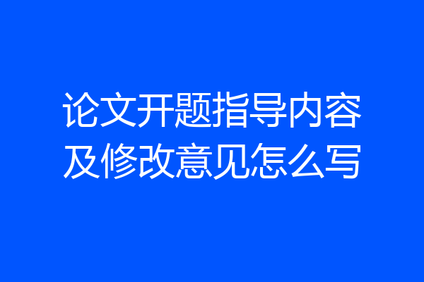 论文开题指导内容及修改意见怎么写
