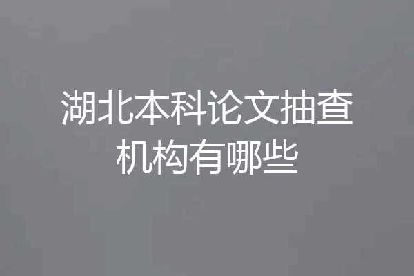 湖北本科论文抽查机构有哪些