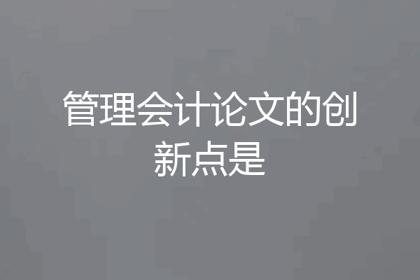 管理会计论文的创新点是
