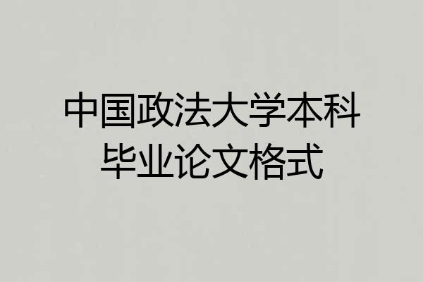 中国政法大学本科毕业论文格式