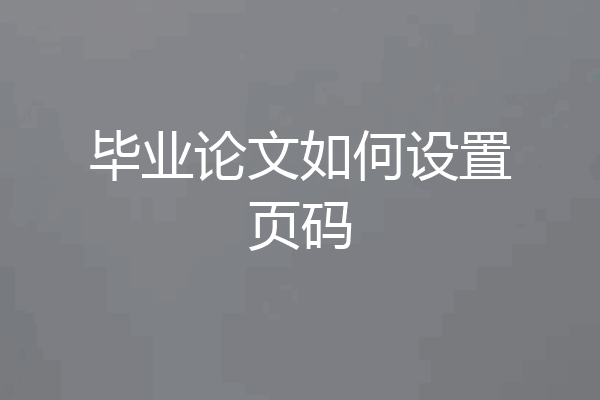 毕业论文如何设置页码