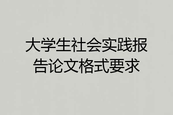 大学生社会实践报告论文格式要求