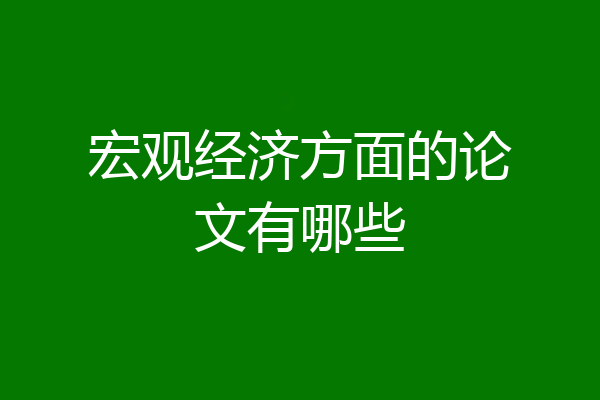 宏观经济方面的论文有哪些