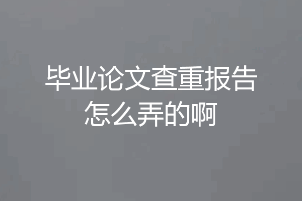 毕业论文查重报告怎么弄的啊