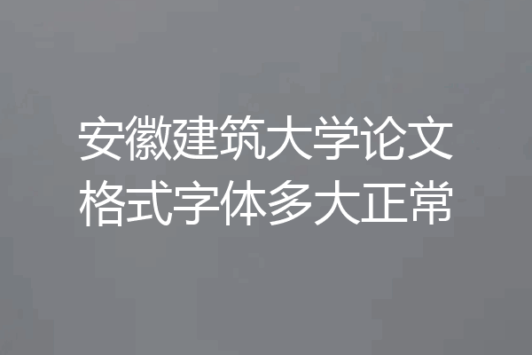 安徽建筑大学论文格式字体多大正常