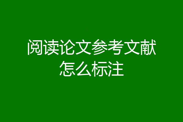 阅读论文参考文献怎么标注