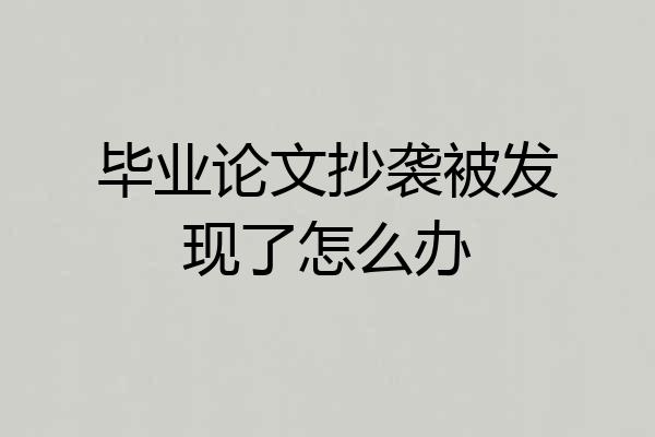 毕业论文抄袭被发现了怎么办
