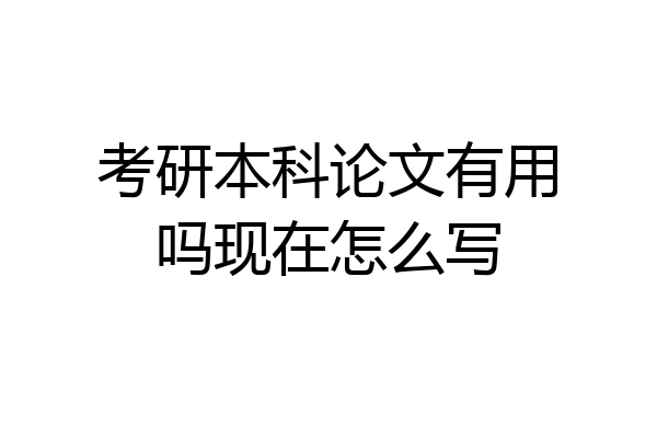 考研本科论文有用吗现在怎么写