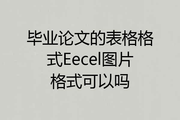 毕业论文的表格格式Eecel图片格式可以吗