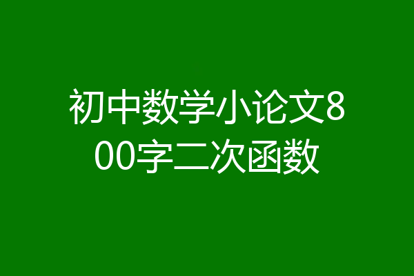 初中数学小论文800字二次函数