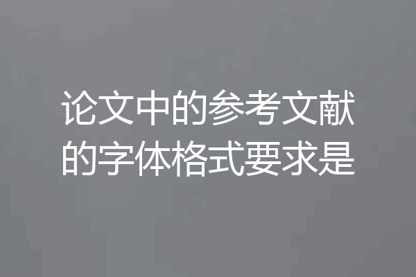 论文中的参考文献的字体格式要求是