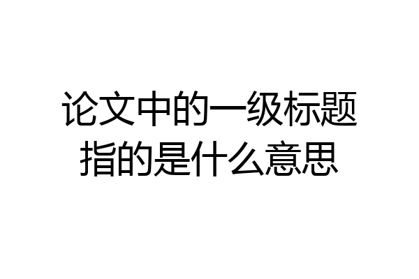 论文中的一级标题指的是什么意思