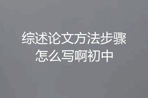 综述论文方法步骤怎么写啊初中