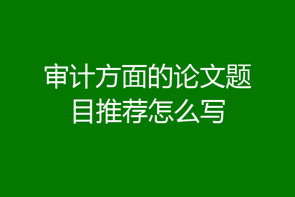 审计方面的论文题目推荐怎么写