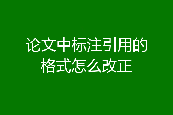 论文中标注引用的格式怎么改正