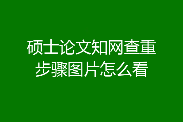硕士论文知网查重步骤图片怎么看