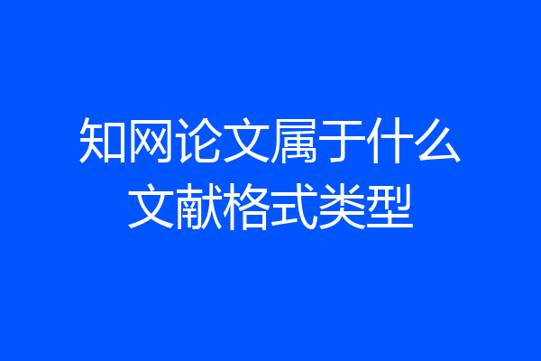 知网论文属于什么文献格式类型