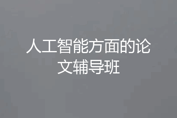 人工智能方面的论文辅导班