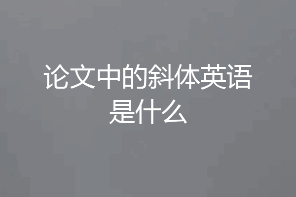 论文中的斜体英语是什么