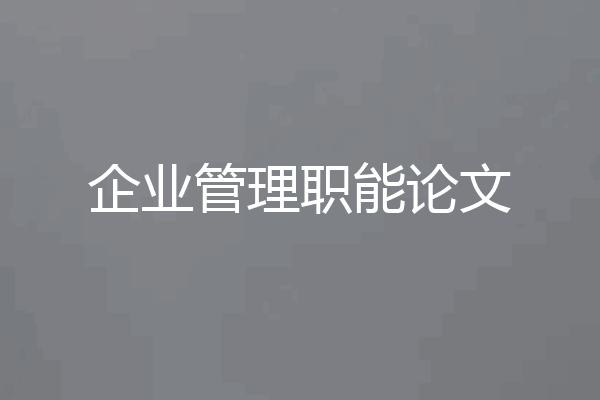 企业管理职能论文