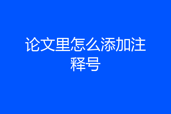 论文里怎么添加注释号