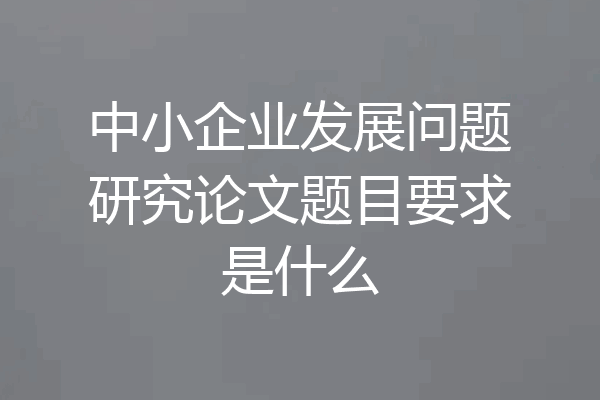 中小企业发展问题研究论文题目要求是什么
