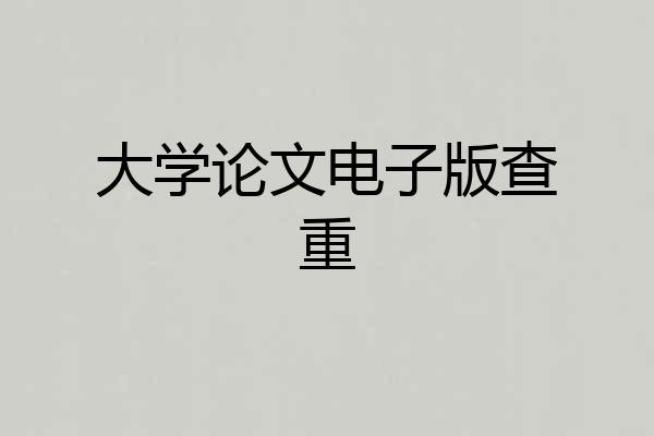 大学论文电子版查重