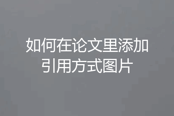 如何在论文里添加引用方式图片