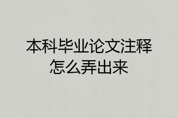 本科毕业论文注释怎么弄出来