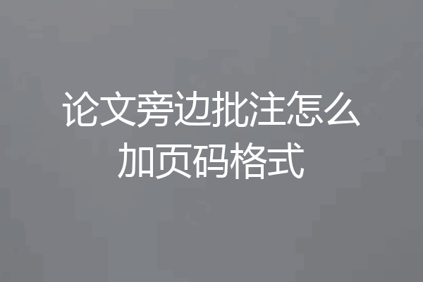 论文旁边批注怎么加页码格式