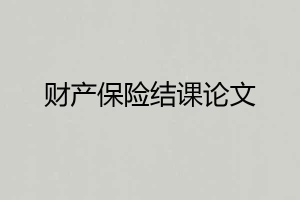 财产保险结课论文