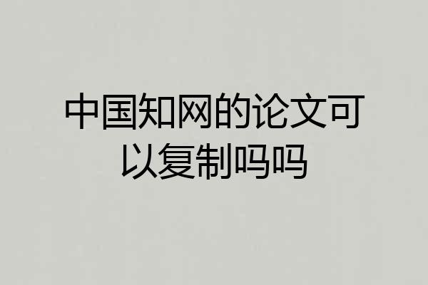 中国知网的论文可以复制吗吗