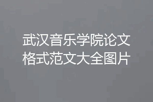 武汉音乐学院论文格式范文大全图片