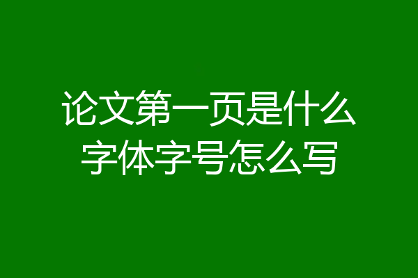 论文第一页是什么字体字号怎么写