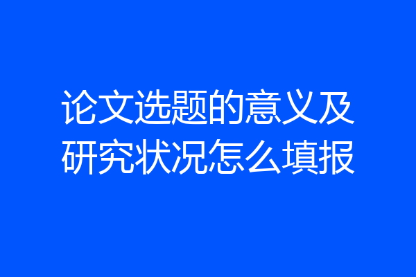 论文选题的意义及研究状况怎么填报