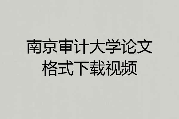 南京审计大学论文格式下载视频