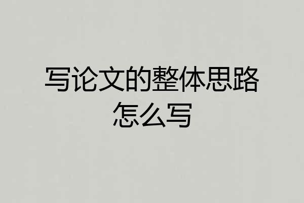 写论文的整体思路怎么写
