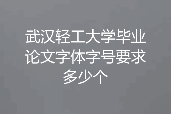 武汉轻工大学毕业论文字体字号要求多少个