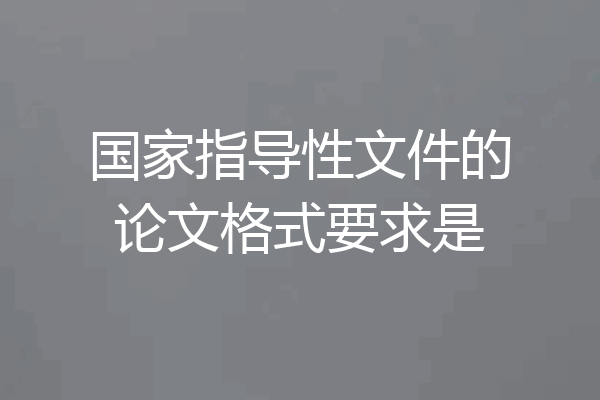 国家指导性文件的论文格式要求是