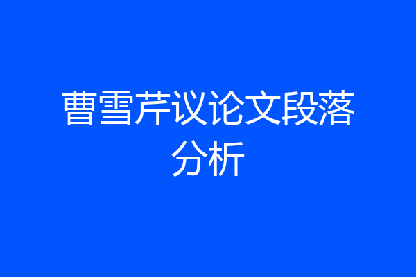 曹雪芹议论文段落分析