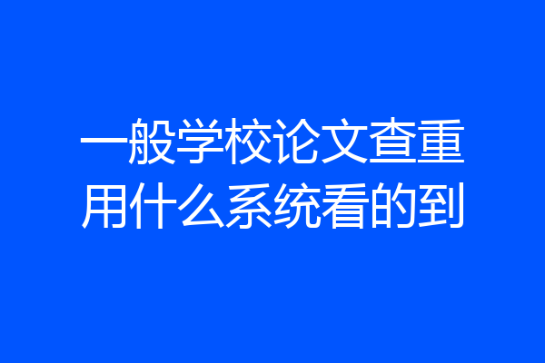 一般学校论文查重用什么系统看的到