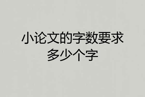 小论文的字数要求多少个字