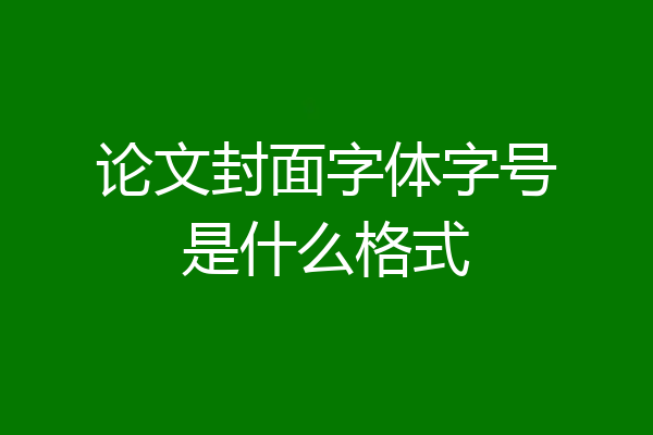 论文封面字体字号是什么格式